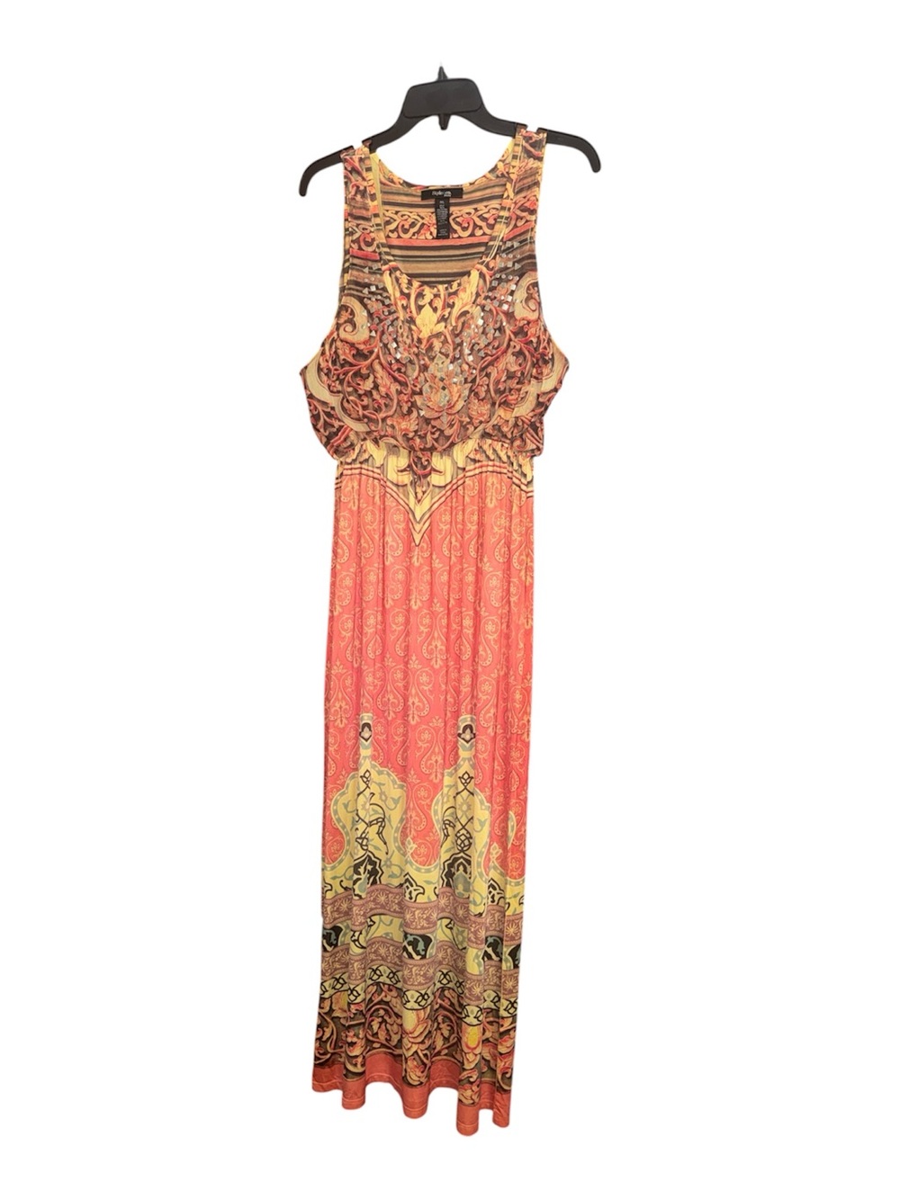Sleeveless Coral Printed Maxi Dress